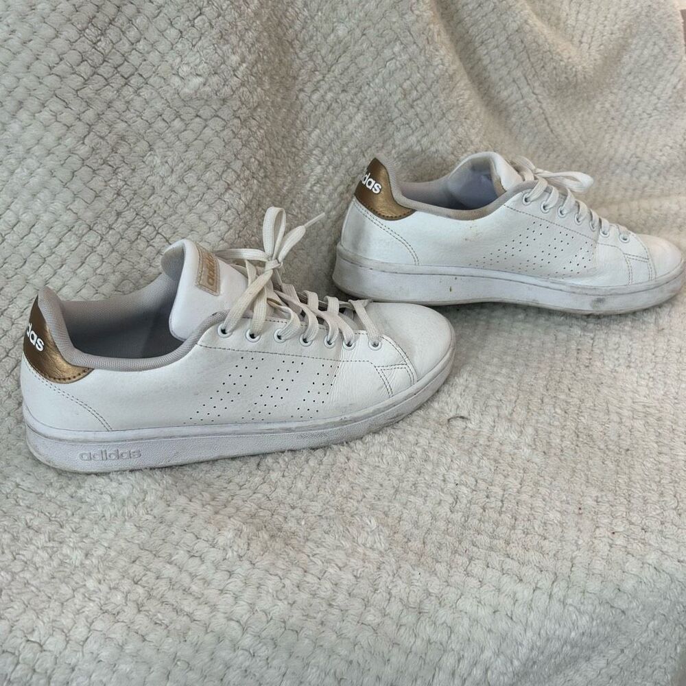 Adidas low top white and gold shoes size 11